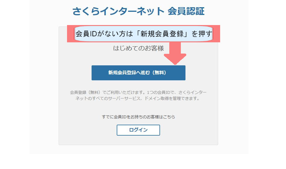 お名前ドットコム契約紹介画像-新規会員登録を押す